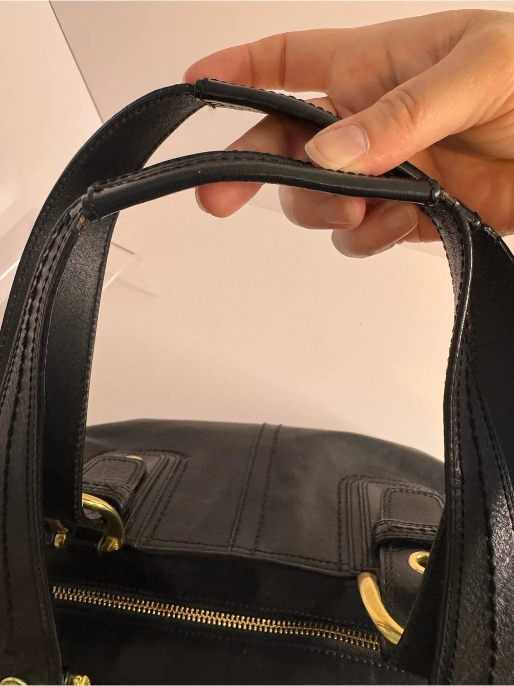 #354 Coach Soho Black Leather Satchel Shoulder Tote Bag